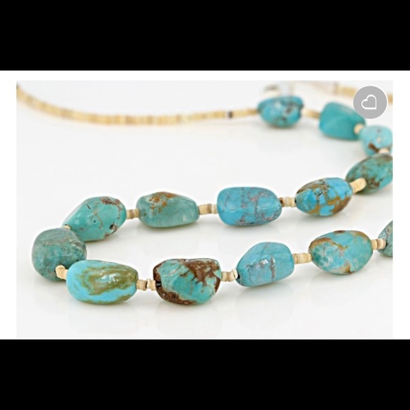 Turquoise Nugget And Heishi Shell Bead Sterling - Picture 2 of 11